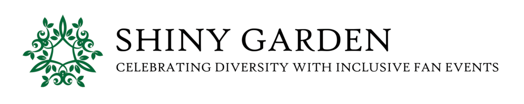 Shiny Garden Logo with text "Celebrating Diversity with Inclusive Fan Events"